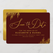 Burgundy Gold Pampas grass redt de datum Save The Date (Voorkant / Achterkant)