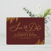 Burgundy Gold Pampas grass redt de datum Save The Date (Staand voorkant)
