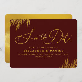 Burgundy Gold Pampas grass redt de datum Save The Date