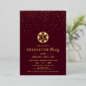 Burgundy, gold paramedic Class Of 2026 graduation Folie Uitnodiging (Staand Voorkant)