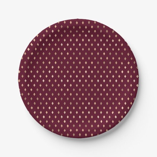 Burgundy Gold Pattern Papieren Bordje (Voorkant)