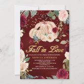 Burgundy Gold Peach Floral Pumpkin Vrijgezellenfee Kaart (Voorkant)