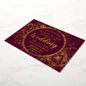 Burgundy & Gold Peony Modern Toile Wedding Folie Uitnodiging (Gedraaid)