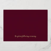 Burgundy & Gold Peony Modern Toile Wedding Folie Uitnodiging (Achterkant)