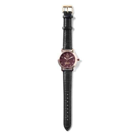 Burgundy Gold Personalized Custom Monogram Elegant Horloge (Bandje)