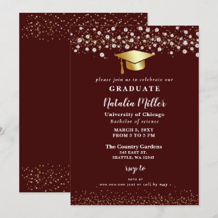 Burgundy Gold Pet Glitter Rhinestone Afstuderen Kaart