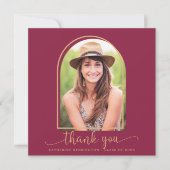 Burgundy Gold Photo Afstuderen Hartelijk dank Kaart (Voorkant)