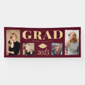 Burgundy Gold Photo Afstuderen Klasse 2023 Spandoek (Horizontaal)