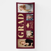 Burgundy Gold Photo Afstuderen Klasse 2023 Spandoek (Verticaal)
