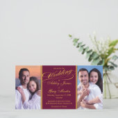 Burgundy Gold Photo Collage Weddenschap (Staand voorkant)