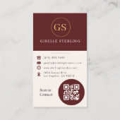 Burgundy Gold Photo QR Code Visitekaartje (Achterkant)