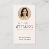 Burgundy Gold Photo QR Code Visitekaartje (Voorkant)