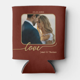 Burgundy Gold Photo Wedding Koelbox Blikjeskoeler