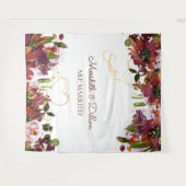 Burgundy Gold Pink Floral Photo Booth Backdrop Wandkleed (Voorkant (horizontaal))