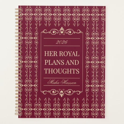 Burgundy & Gold Planner | Personalized Name & Year (Voorkant)