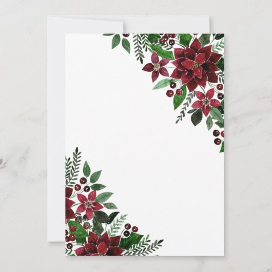 Burgundy Gold Poinsettia Floral Holiday Party Kaart (Achterkant)