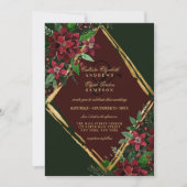 Burgundy Gold Poinsettia Floral Waterverf Wedding Kaart (Voorkant)