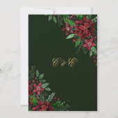 Burgundy Gold Poinsettia Floral Waterverf Wedding Kaart (Achterkant)