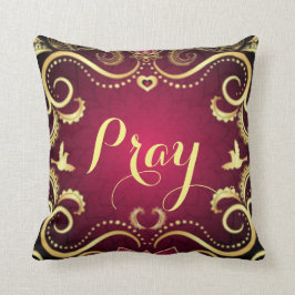 Burgundy Gold Pray Pattern Print Design Kussen