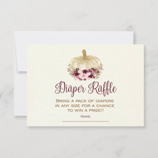 Burgundy Gold Pumpkin Boho Diaper Raffle Insert Kaart (Voorkant)