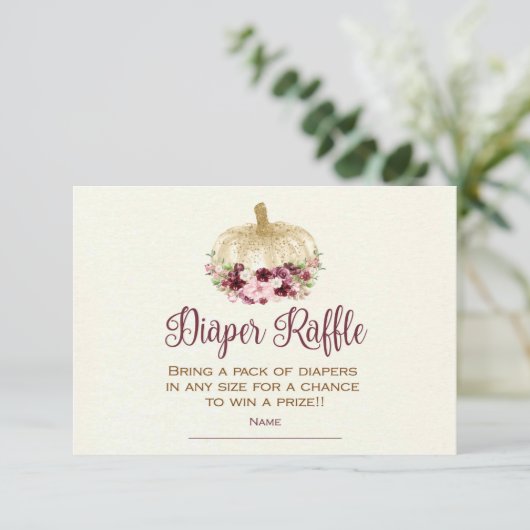 Burgundy Gold Pumpkin Boho Diaper Raffle Insert Kaart (Staand voorkant)