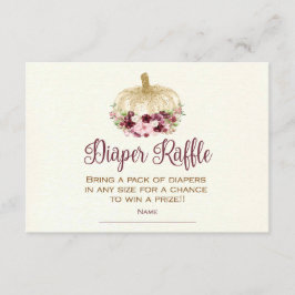 Burgundy Gold Pumpkin Boho Diaper Raffle Insert Kaart