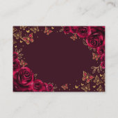 Burgundy Gold Quinceanera Reception Details Informatiekaartje (Achterkant)