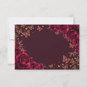 Burgundy Gold Quinceanera Reply RSVP Kaartje (Achterkant)