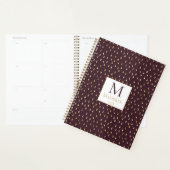 Burgundy Gold Raindrop Modern Trendy Monogram Planner (Display)
