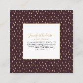 Burgundy Gold Raindrop Modern Trendy Monogram Vierkante Visitekaartje (Achterkant)