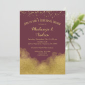 Burgundy Gold Rehearsal Dinner Invitation Kaart (Staand voorkant)