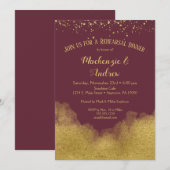Burgundy Gold Rehearsal Dinner Invitation Kaart (Voorkant / Achterkant)