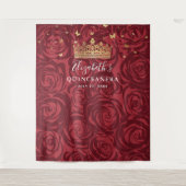 Burgundy Gold Roos Party - Fotoachtergrond tapijte Wandkleed (Voorkant)