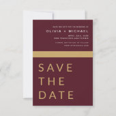 Burgundy Gold Save the Date Elegant Gold (Voorkant)