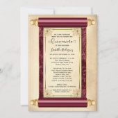  Burgundy Gold Scroll Elegant Quinceañera Kaart (Voorkant)