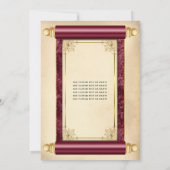  Burgundy Gold Scroll Elegant Quinceañera Kaart (Achterkant)