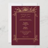 Burgundy Gold Simple Niets Fancy Photo Weddenschap Kaart (Voorkant)