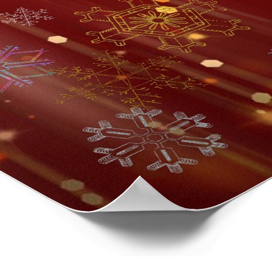 Burgundy Gold Sparking Snow Flakes Poster (Hoek)
