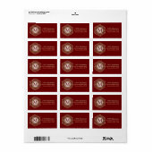 Burgundy + Gold Star Monogram Adres label (Full Sheet)