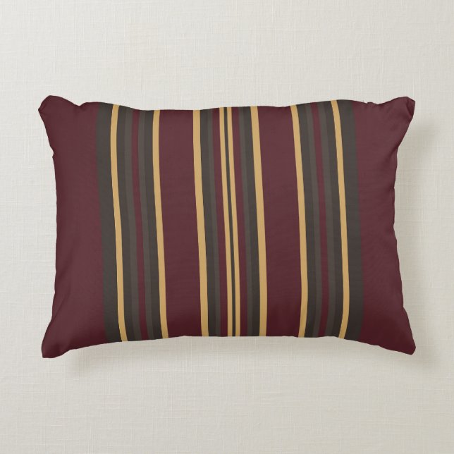 Burgundy Gold Stripes Accent Kussen (Voorkant)