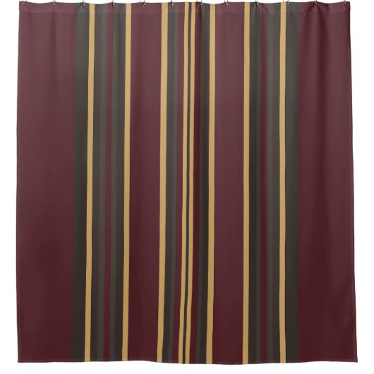 Burgundy Gold Stripes Douchegordijn (Voorkant)