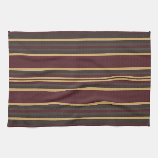 Burgundy Gold Stripes Theedoek (Horizontaal)