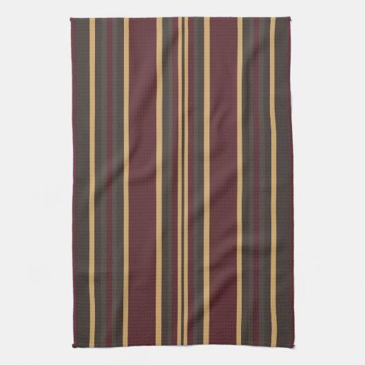 Burgundy Gold Stripes Theedoek (Verticaal)