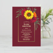 Burgundy Gold Sunflower Red Rose Vrijgezellenfeest Kaart (Staand voorkant)