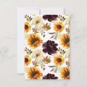Burgundy & Gold Sunflower Wedding Invitting Bedankkaart (Achterkant)