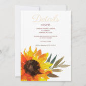 Burgundy & Gold Sunflower Wedding Invitting Kaart (Achterkant)
