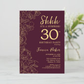 Burgundy Gold Surprise 30e verjaardag Kaart (Staand voorkant)