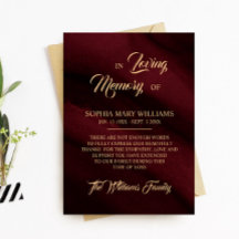 Burgundy & Gold Sympathie Geheugen Hartelijk dank