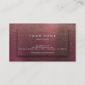 Burgundy Gold Typografen Makeup 3D Effect Linen Visitekaartje (Achterkant)