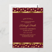 Burgundy Gold Virtual Quarantine Graduation Party Briefkaart (Voorkant / Achterkant)